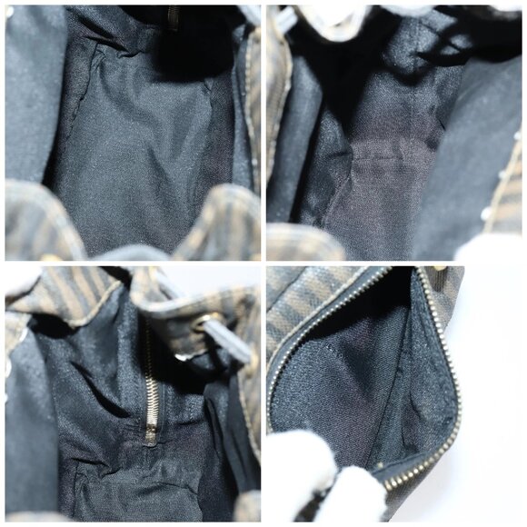 FENDI Pecan Canvas Backpack Brown Black gold Auth - Picture 15 of 16